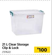 21Ltr Clear Storage Clip & Lock