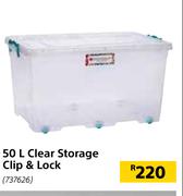 50Ltr Clear Storage Clip & Lock