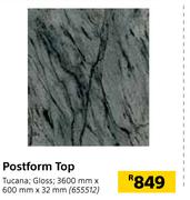 Postform Top Tucana Gloss 3600mm x 600mm x 32mm