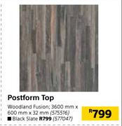 Postform Top Black Slate 3600mm x 600mm x 32mm