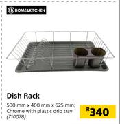 Home & Kitchen Dish Rack Chrome With Plastic Drip Tray 500mm x 400mm x 625mm