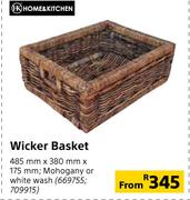 Home & Kitchen Wicker Basket Mohogany Or White Wash 485mm x 380mm x 175mm