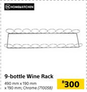 Home & Kitchen 9 Bottle Wine Rack Chrome 490mm x 190mm x 190mm