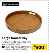 Home & Kitchen Large Round Tray Bamboo 420mm x 420mm x 350mm