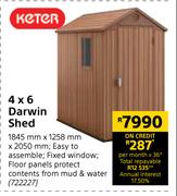 Keter 4 x 6 Darwin Shed-1845mm x 1258mm x 2050mm
