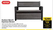 Keter Hudson Bench Espresso Brown-1327mm(l) x 612mm(w) x 890mm(h)