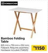 Home & Kitchen Bamboo Folding Table -825mm x 750mm x 552mm