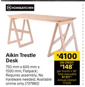 Home & Kitchen Aikin Trestle Desk-750mm x 600mm x 1500mm