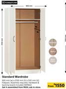 Home & Kitchen Standard Wardrobe-900mm(w) x 2100mm(h) x 500mm(d)