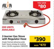Alva 2 Burner Gas Stove With Regulator Hose
