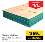 Shutterply Pine-18mm x 1220mm x 2440mm Each