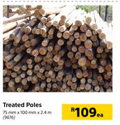 Treated Poles-75mm x 100mm x 2.4m Each