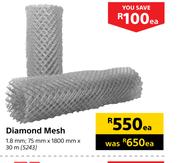 Diamond Mesh-1.8mm, 75mm x 1800mm x 30m Each