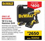 DeWalt 18V Li-Ion Hammer Drill