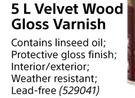 Fired Earth Velvet Wood Gloss Varnish-5Ltr
