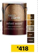 Fired Earth Velvet Wood Gloss Varnish Preservative-5Ltr
