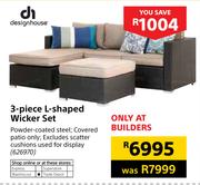 Design House 3 Piece L-Shaped Wicker Set