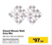 Glazed Mosaic Matt Grey Mix-305mm x 305mm Per Pack