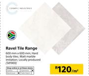 Ceramic Industries Ravel Tile Range-600mm x 600mm Per Sqm