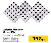 Victorian Hexagon Mosaic Mix 300x300mm-Per Pk
