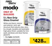 Fired Earth Non-Drip Gloss Enamel-5Ltr Each