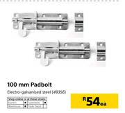 100mm Padbolt-Each