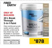 Fired Earth 20Ltr Break Through 5 In 1 Paint
