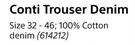 Beck Conti Trouser Denim-Each