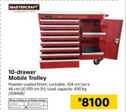 Master Craft 10 Drawer Mobile Trolley