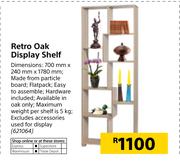 Retro Oak Display Shelf 700mm x 240mm x 1780mm