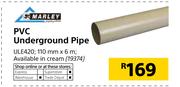 Marley PVC Underground Pipe ULE420 110mm x 6m