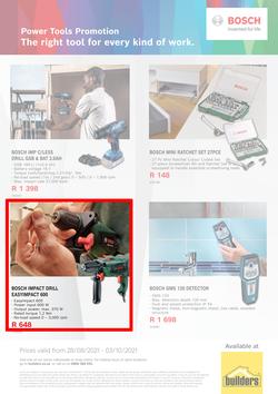 Builders : Bosch Power Tools Promotion (28 August - 3 October 2021), page 1