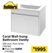 Builders Coral Wall Hung Bathroom Vanity Floor Unit 600mm 