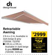 Designhouse Retractable Awning 2.9m x 2m