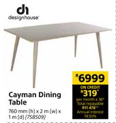 Designhouse Cayman Dining Table 760mm (h) x 2m (w) x 1m (d)