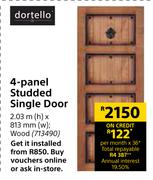 Dortello 4 Panel Studded Single Wood Door 2.03 (h) x 813mm (w)