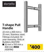 Dortello T-Shape Pull Handle 32mm x 150mm x 400mm
