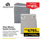 Designhouse Plain Weave Eyelet Curtain-Each