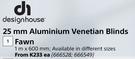 Design House 25mm Aluminium Fawn Venetian Blinds-1m x 600mm Each