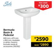Solo Bermuda Basin & Pedestal-600mm x 475mm x 850mm