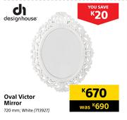 Design House Oval Victor Mirror White 720mm
