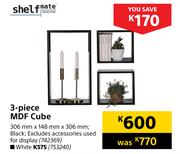 Shelf Mate 3 Piece MDF Black Cube 306mm x 148mm x 306mm