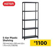Keter 5 Tier Plastic Shelving 750mm (w) x 320mm (d) x 1.76m (h)
