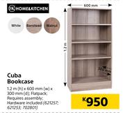 Home & Kitchen Cuba Bookcase 1.2m (h) x 600mm (w) x 300mm (d)