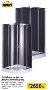 Builders Quadrant Or Corner Entry Shower Doors 885mm x 885mm-Each