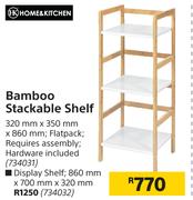 Home & Kitchen Bamboo Stackable Shelf 320mm x 350mm x 860mm
