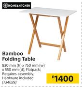 Home & Kitchen Bamboo Folding Table 830mm (h) x 750mm (w) x 550mm (d)