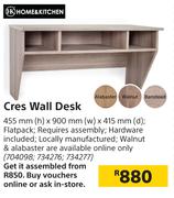 Home & Kitchen Cres Wall Desk-455mm (h) x 900mm (w) x 415mm (d)