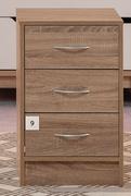 HK Veneer 3 Drawer Pedestal Walnut-380mm (h) x 340mm (w) x 600mm (d)