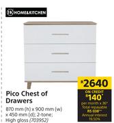 Home & Kitchen Pico Chest Of Drawers-870mm (h) x 900mm (w) x 450mm (d)